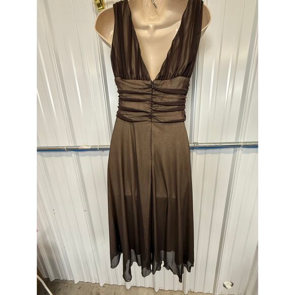 Connected Apparel Ruched Knee Length Mesh‎ Overlay Dress Goth Y2K 6P - Picture 3 of 15